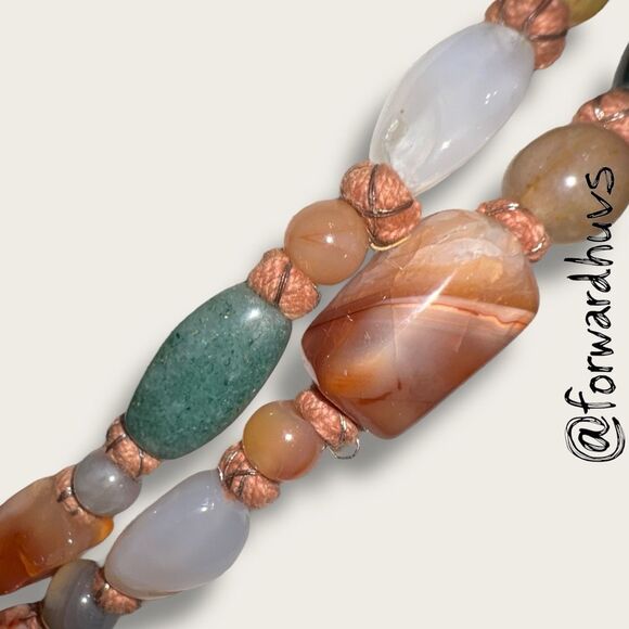 44” Knotted Jasper & Agate Stone Mix Necklace - No Clasp (Read Description) - Picture 8 of 10